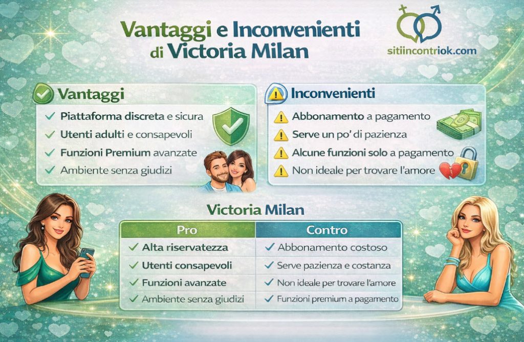 vantaggi e inconvenienti Victoria Milan
